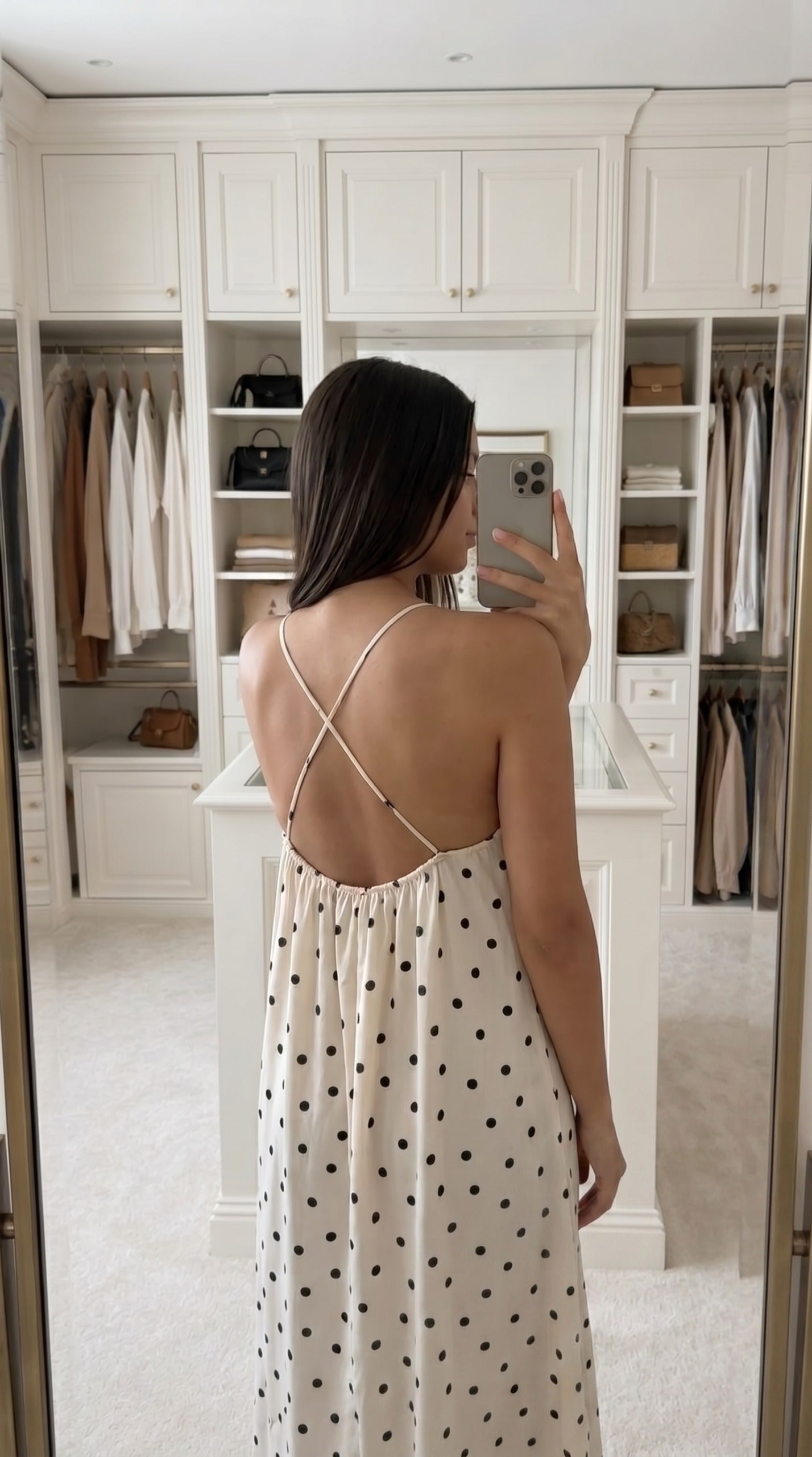 Robe Longue Bohème à Pois – Dos Croisé