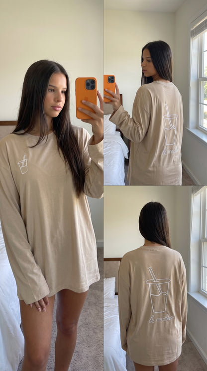 T-shirt oversize Le Matcha manches longues porté – vue d'ensemble