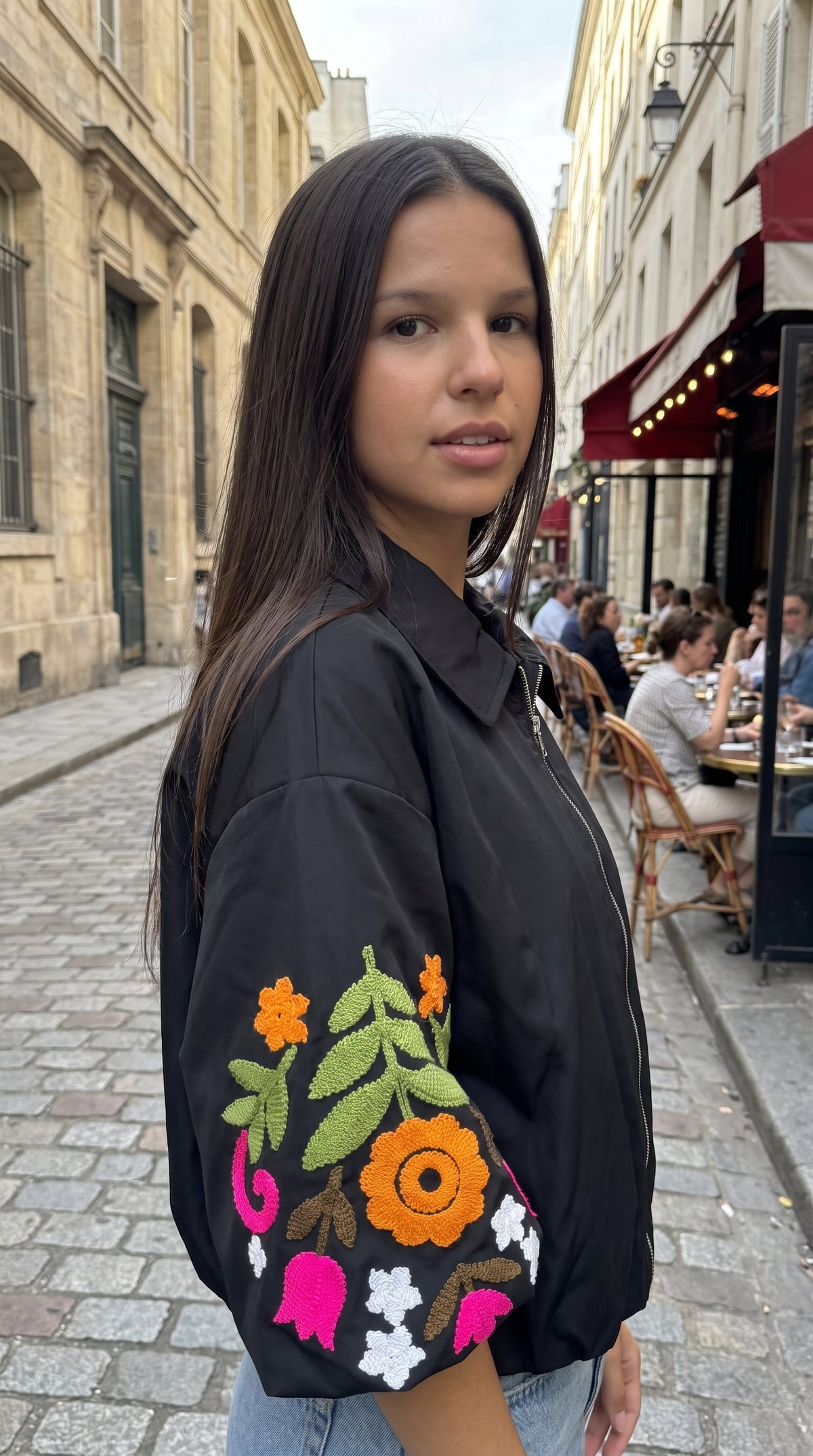 Veste Bomber Brodée Florale