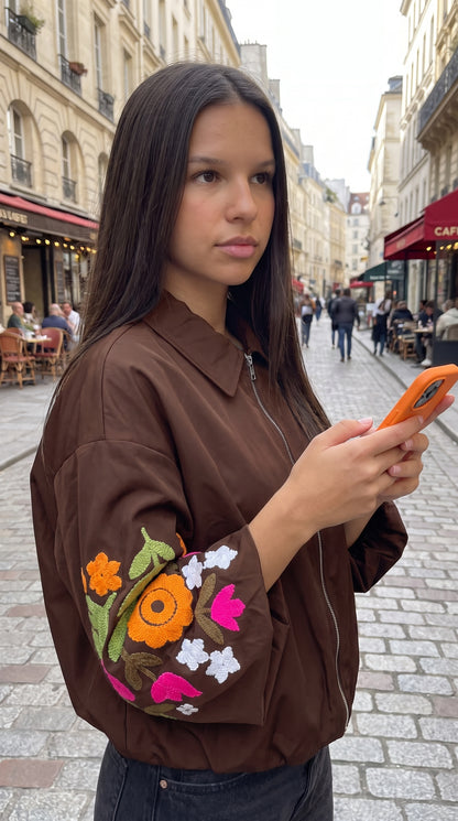 Veste Bomber Brodée Florale