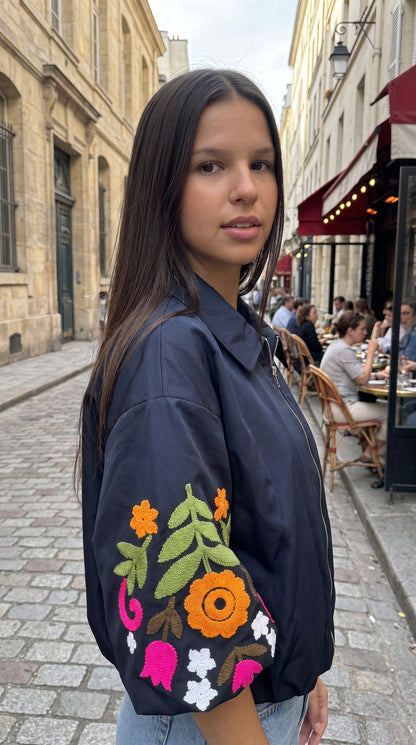 Veste Bomber Brodée Florale
