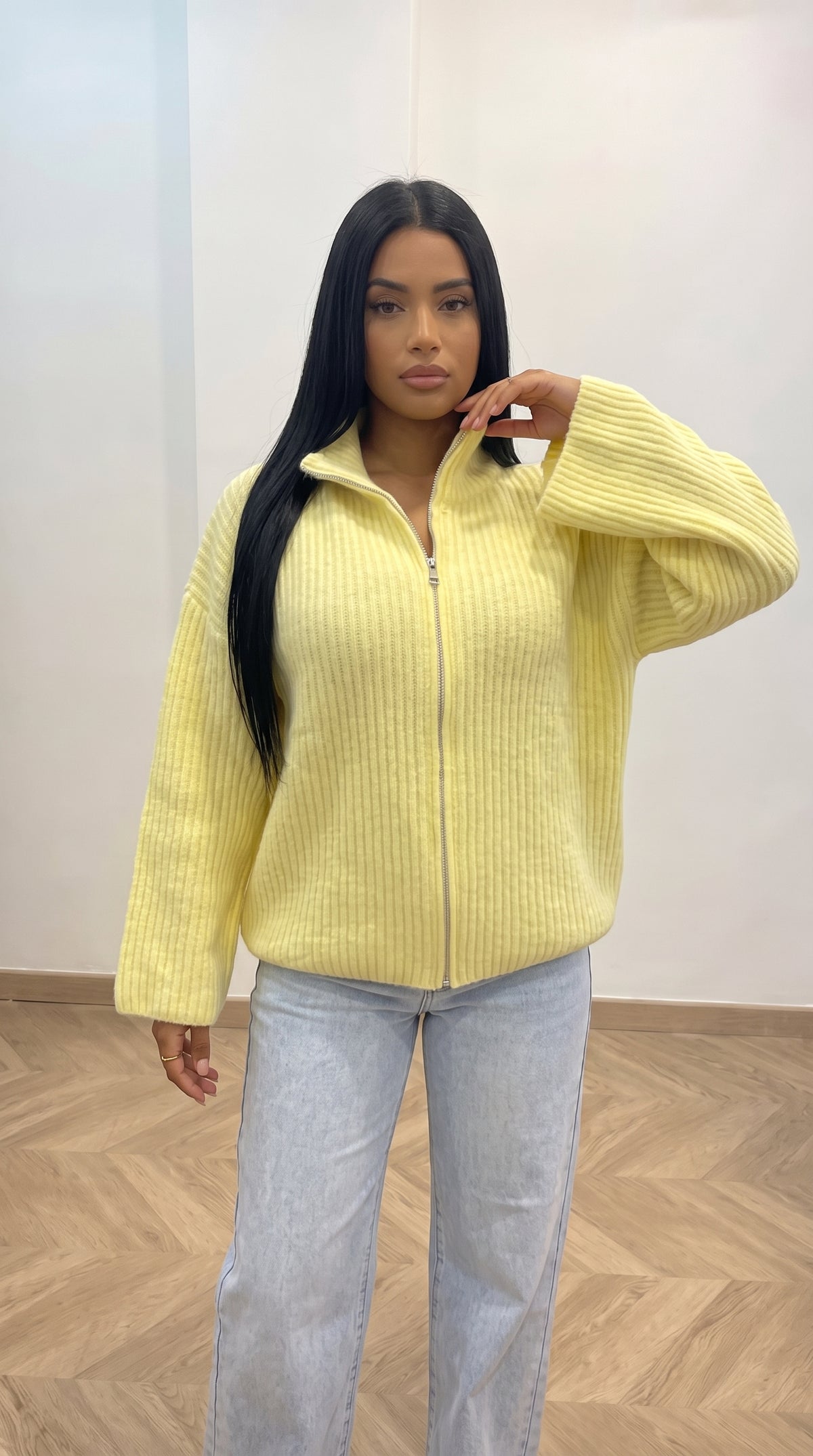 Gilet Zippé Oversize Femme – Maille Douce Alpaga & Laine