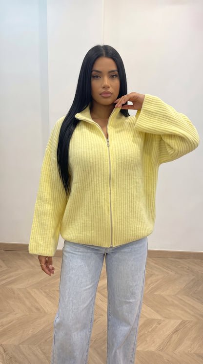 Gilet Zippé Oversize Femme – Maille Douce Alpaga & Laine