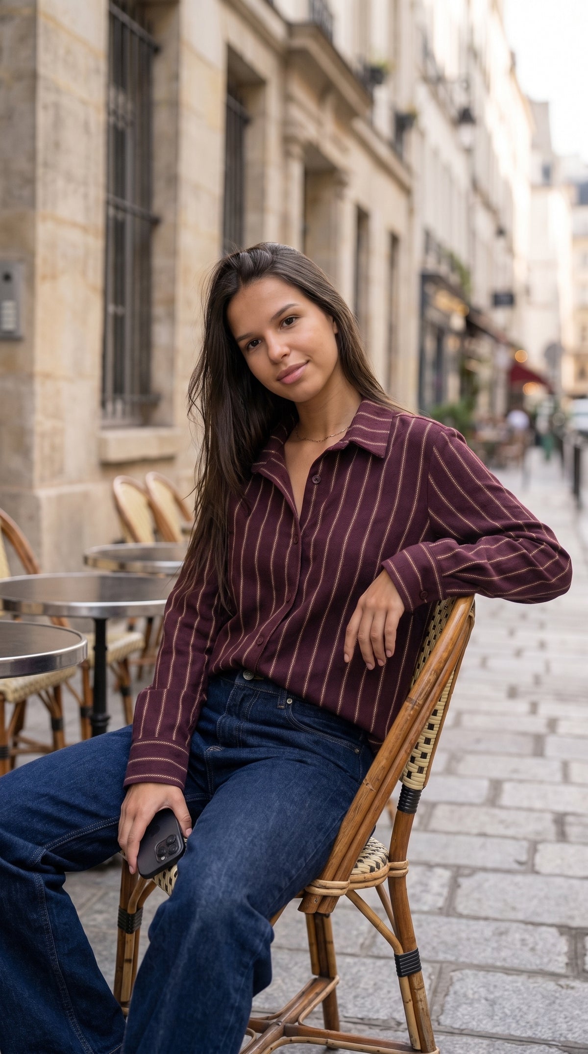 Chemise Rayée Oversize Col Chemise