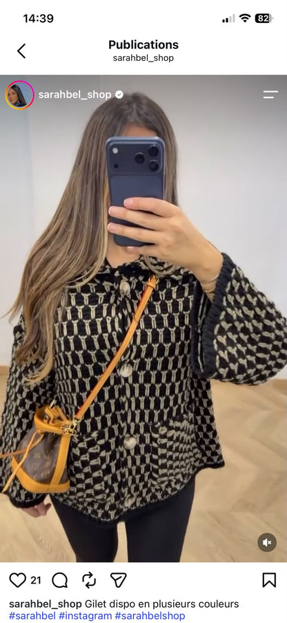 Gilet Maille Oversize Boutonné