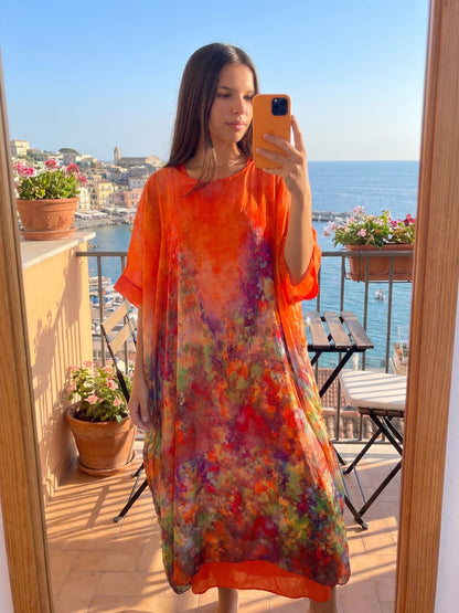 Robe Oversize Tencel Imprimé Artistique