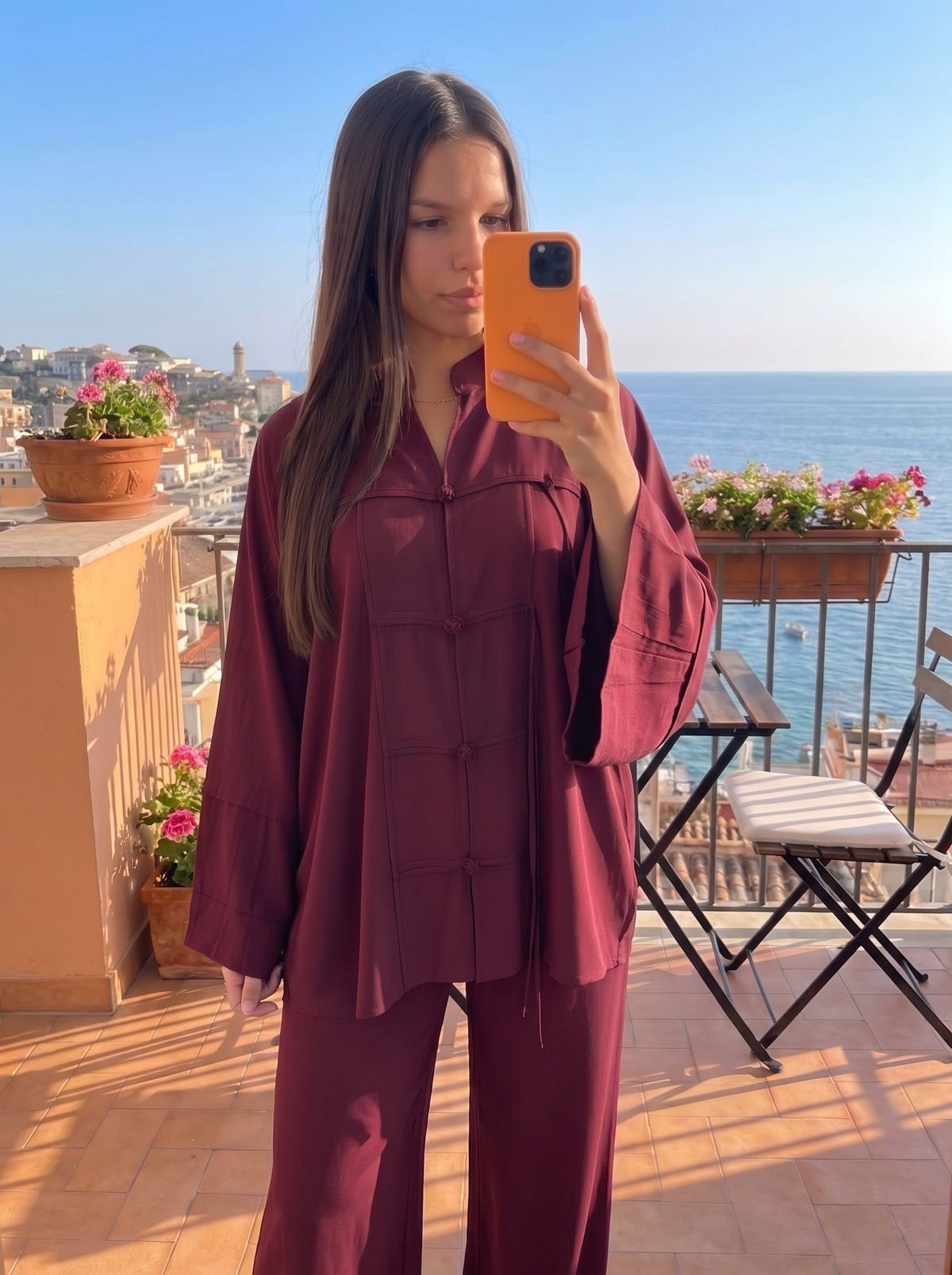 Ensemble oversize fluide femme, tunique et pantalon large assortis