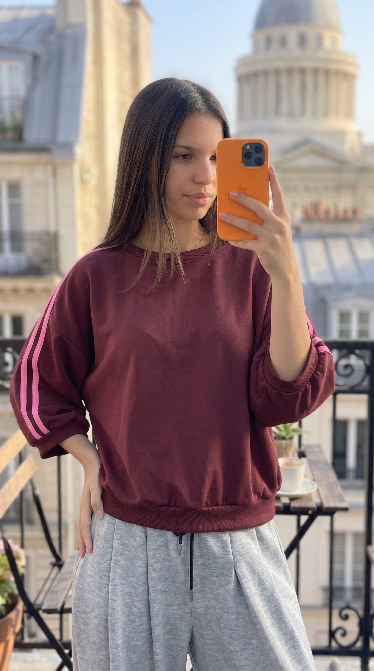 Haut jogging oversize manches chauve-souris femme, vue de face