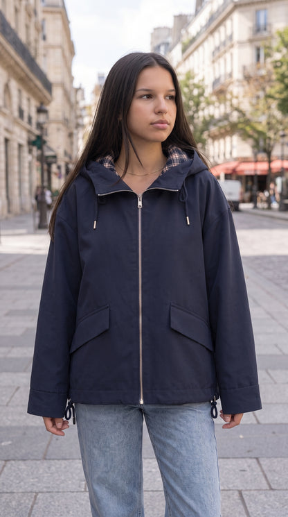 Veste à Capuche Détail Carreaux