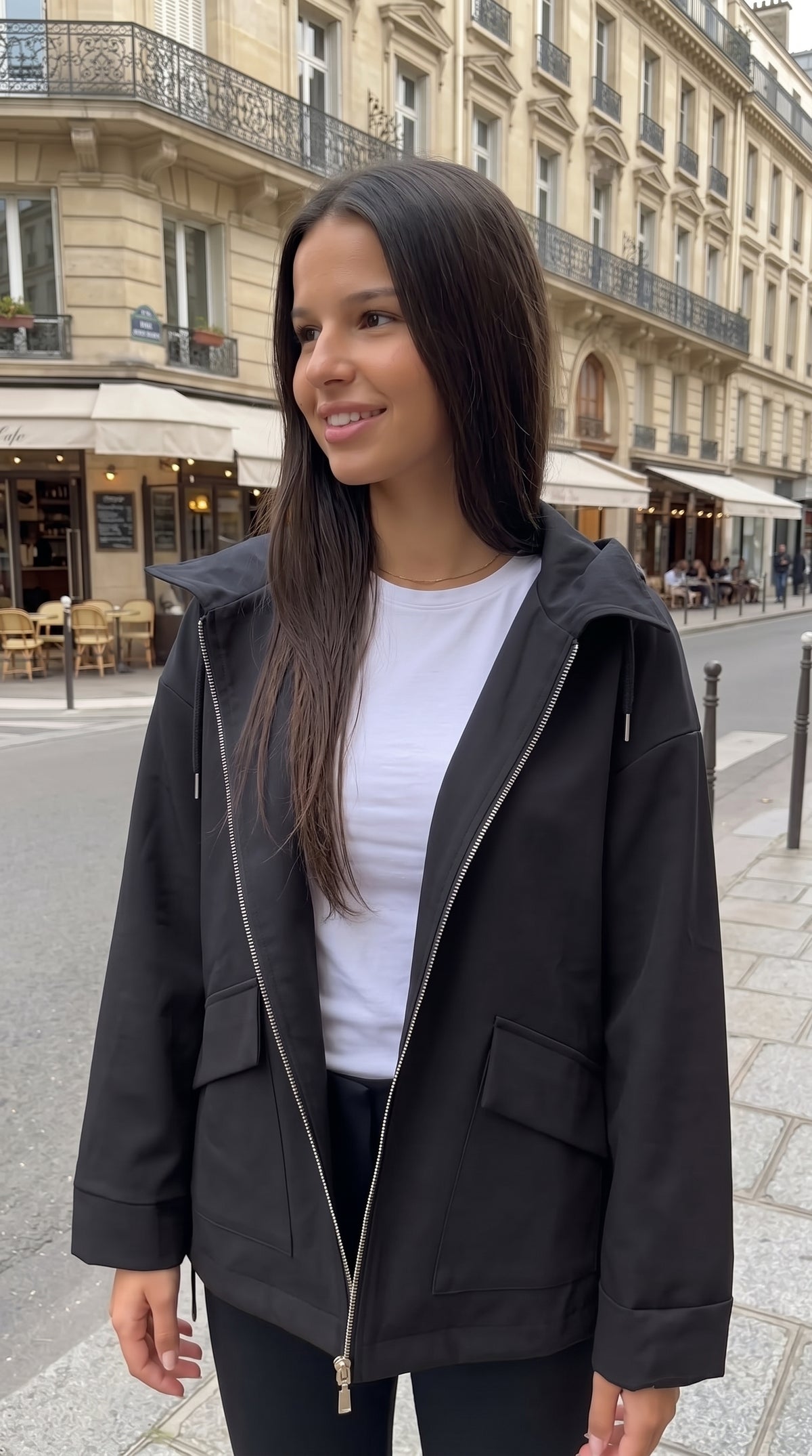 Veste à Capuche Détail Carreaux