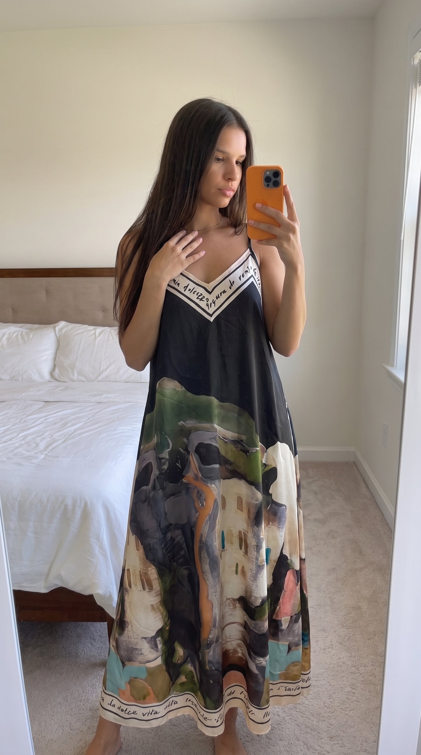 Robe Longue Fluide Imprimée Bleu Multicolore Femme