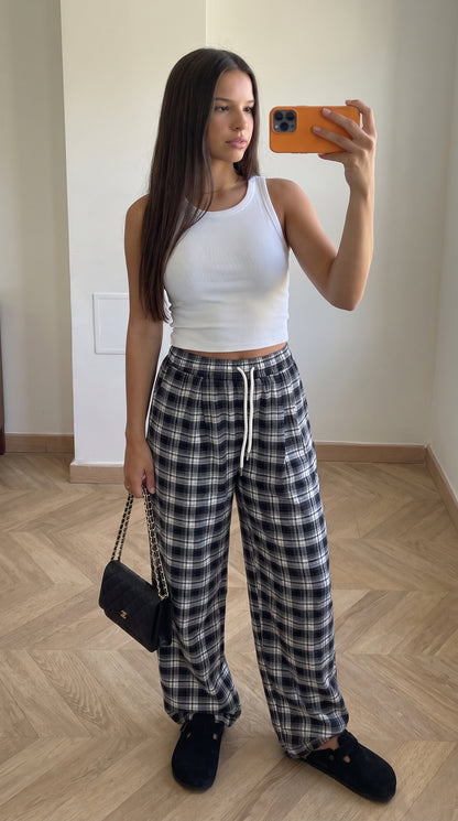 Pantalon Carreaux Oversize