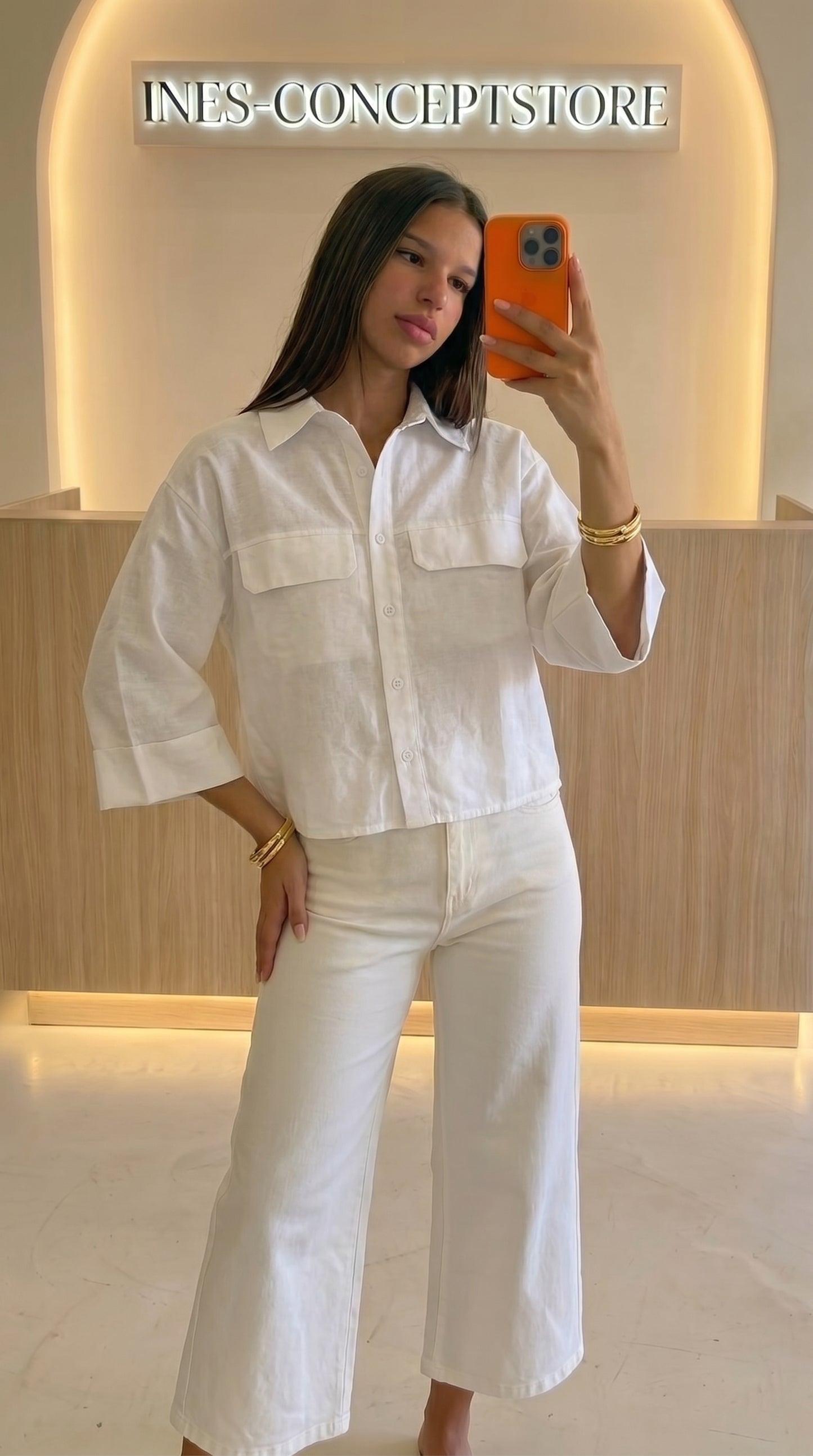 Chemise Crop Femme Poches Poitrine – Coupe Ample Casual Chic