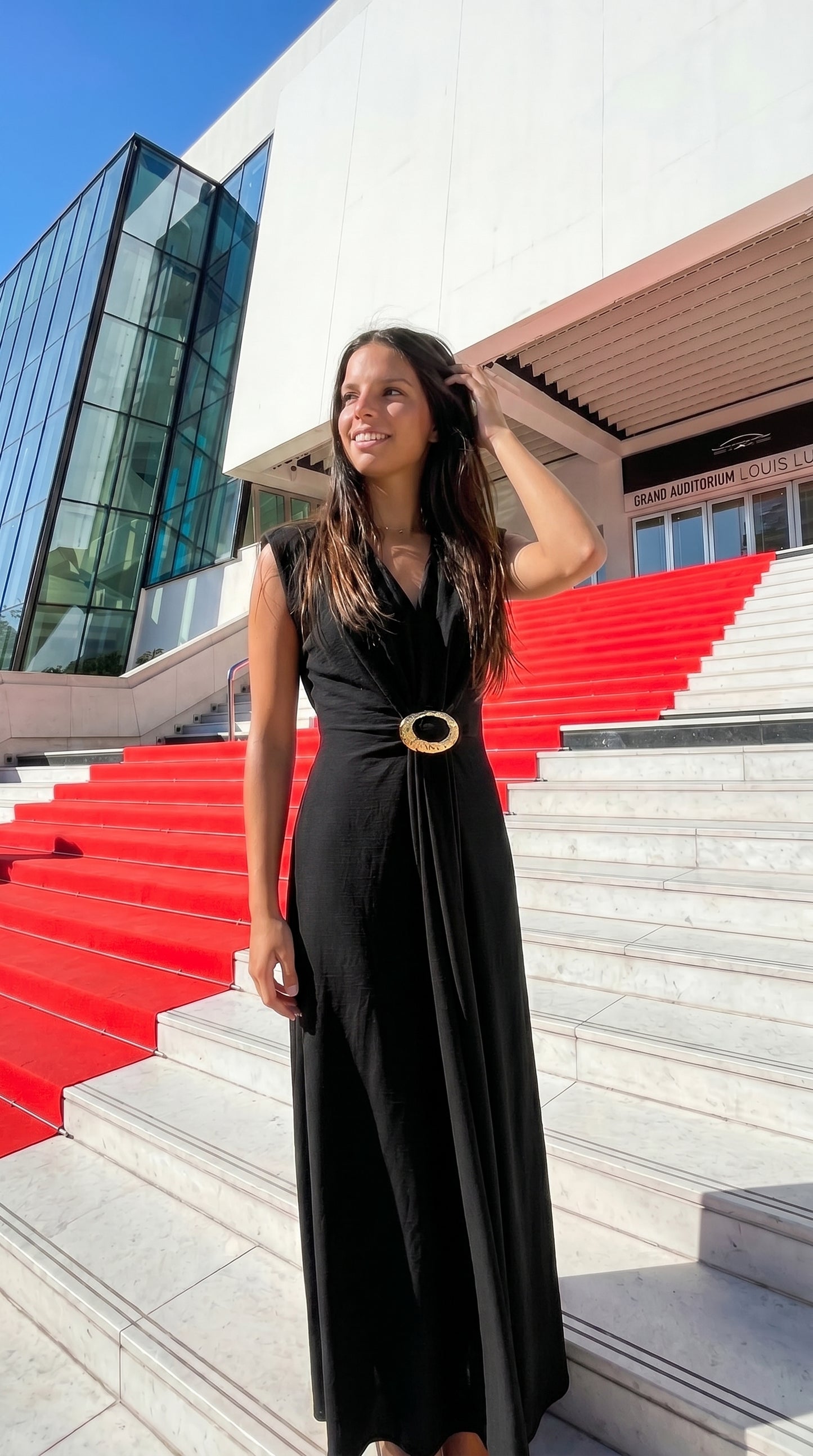 Robe Longue Effet Lin Boucle Dorée – Taille Unique