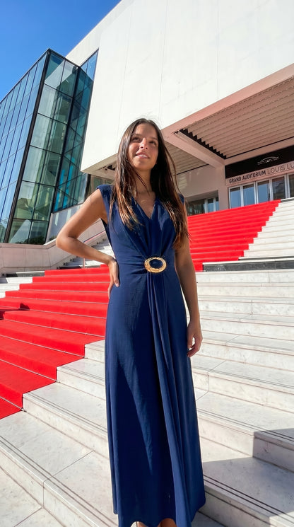 Robe Longue Effet Lin Boucle Dorée – Taille Unique