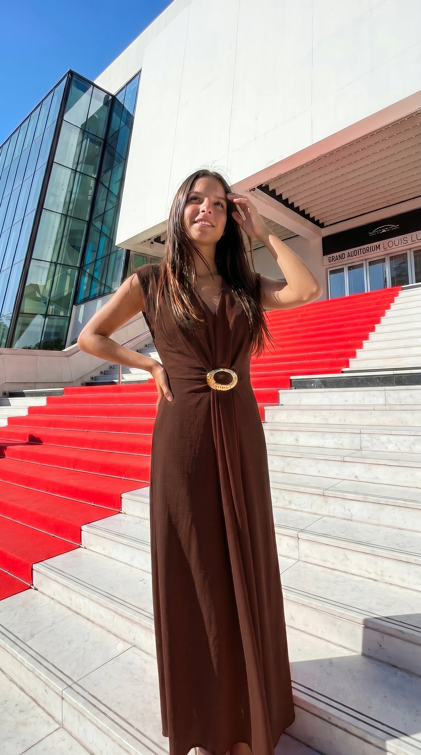 Robe Longue Effet Lin Boucle Dorée – Taille Unique