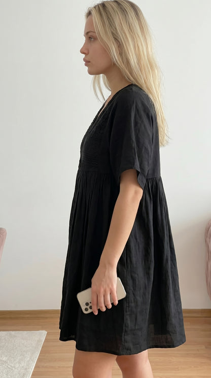 Robe Bohème Rouge en Voile de Coton et Dentelle