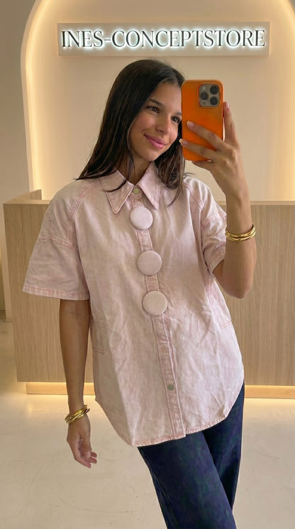 Chemise Veste Oversize Femme en Jean Souple – Boutons XL