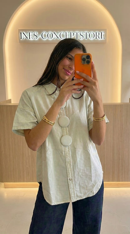 Chemise Veste Oversize Femme en Jean Souple – Boutons XL