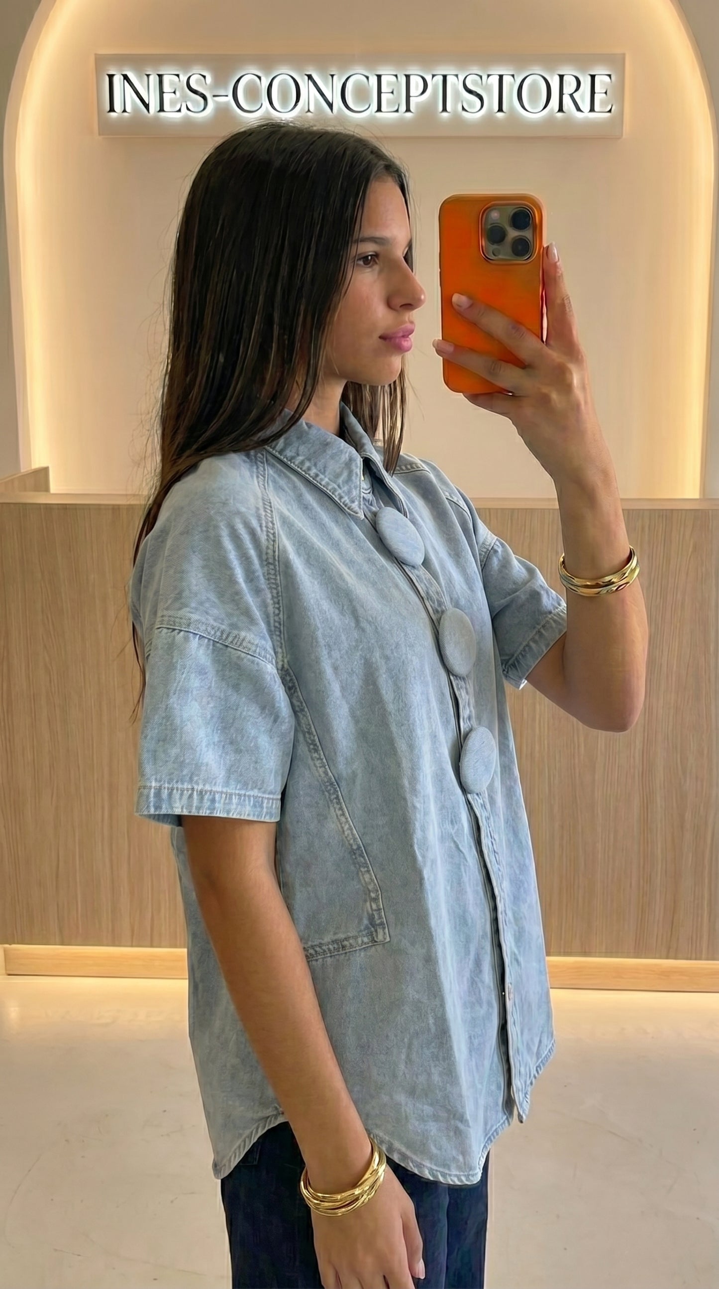 Chemise Veste Oversize Femme en Jean Souple – Boutons XL