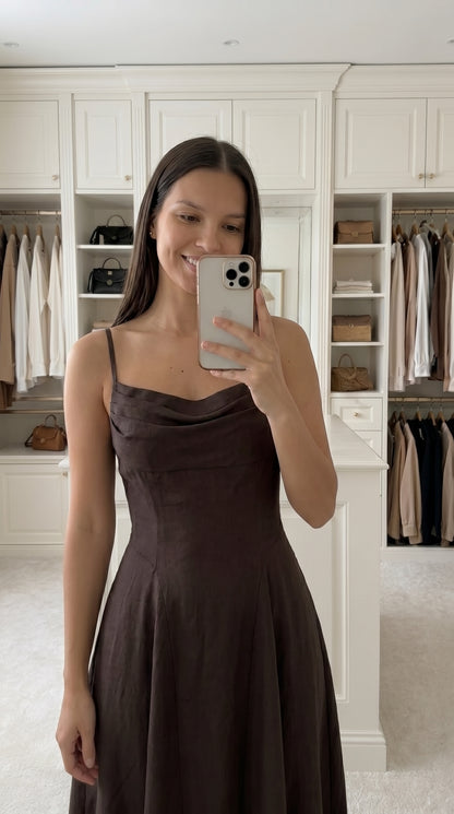 Robe Longue Femme – Dos Smocké & Nœud Au Dos | INES CONCEPT STORE