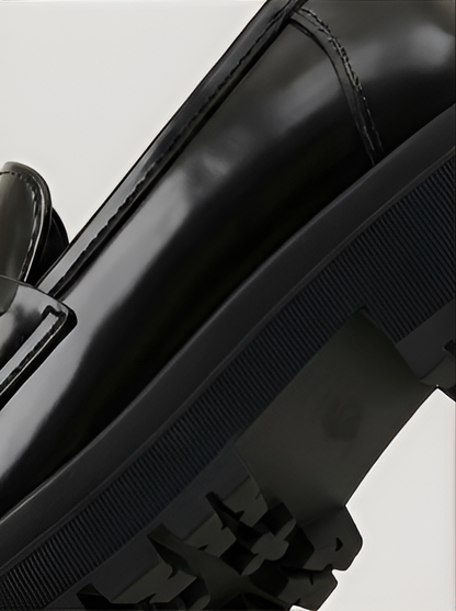 Mocassin Plateforme Vernis Noir — Mors Doré