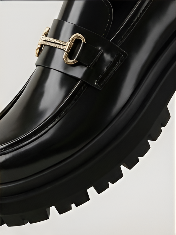 Mocassin Plateforme Vernis Noir — Mors Doré