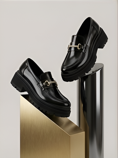 Mocassin Plateforme Vernis Noir — Mors Doré