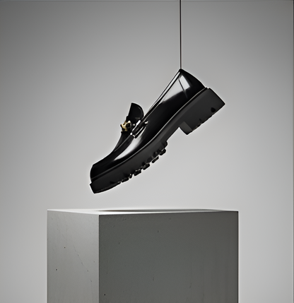 Mocassin Plateforme Vernis Noir — Mors Doré