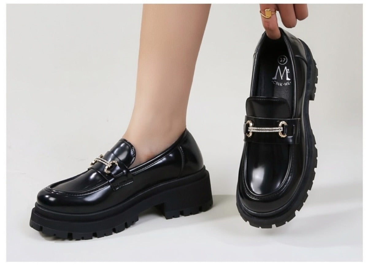 Mocassin Plateforme Vernis Noir — Mors Doré