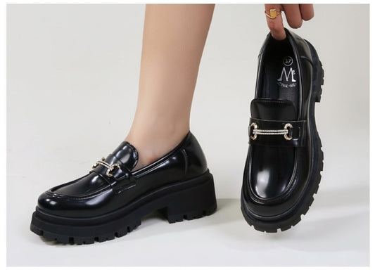 Mocassin Plateforme Vernis Noir — Mors Doré