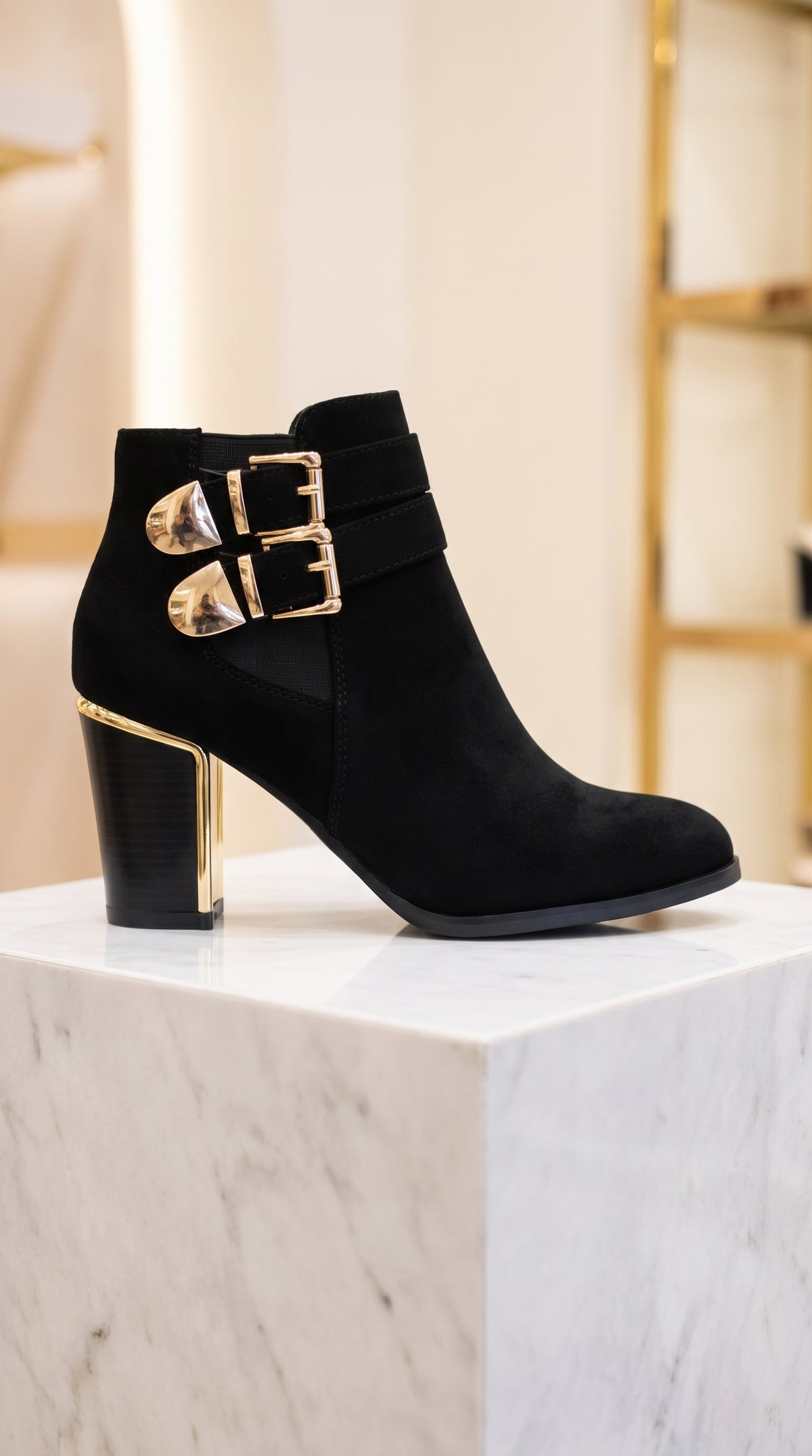 Bottines à Talon Boucles Dorées