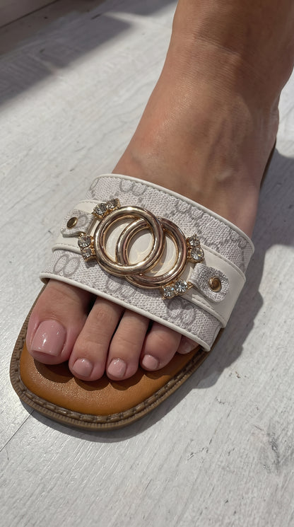 Mules femme double anneau doré – vue détail bijou